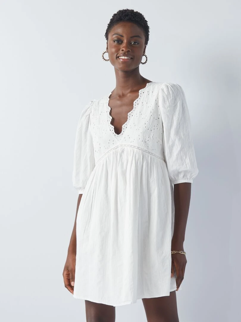 Robe courte à broderies anglaises Blanc
