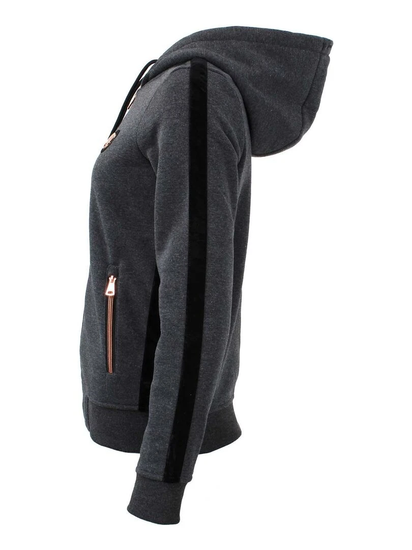 Sweat zippé à capuche femme ALICE   Gris