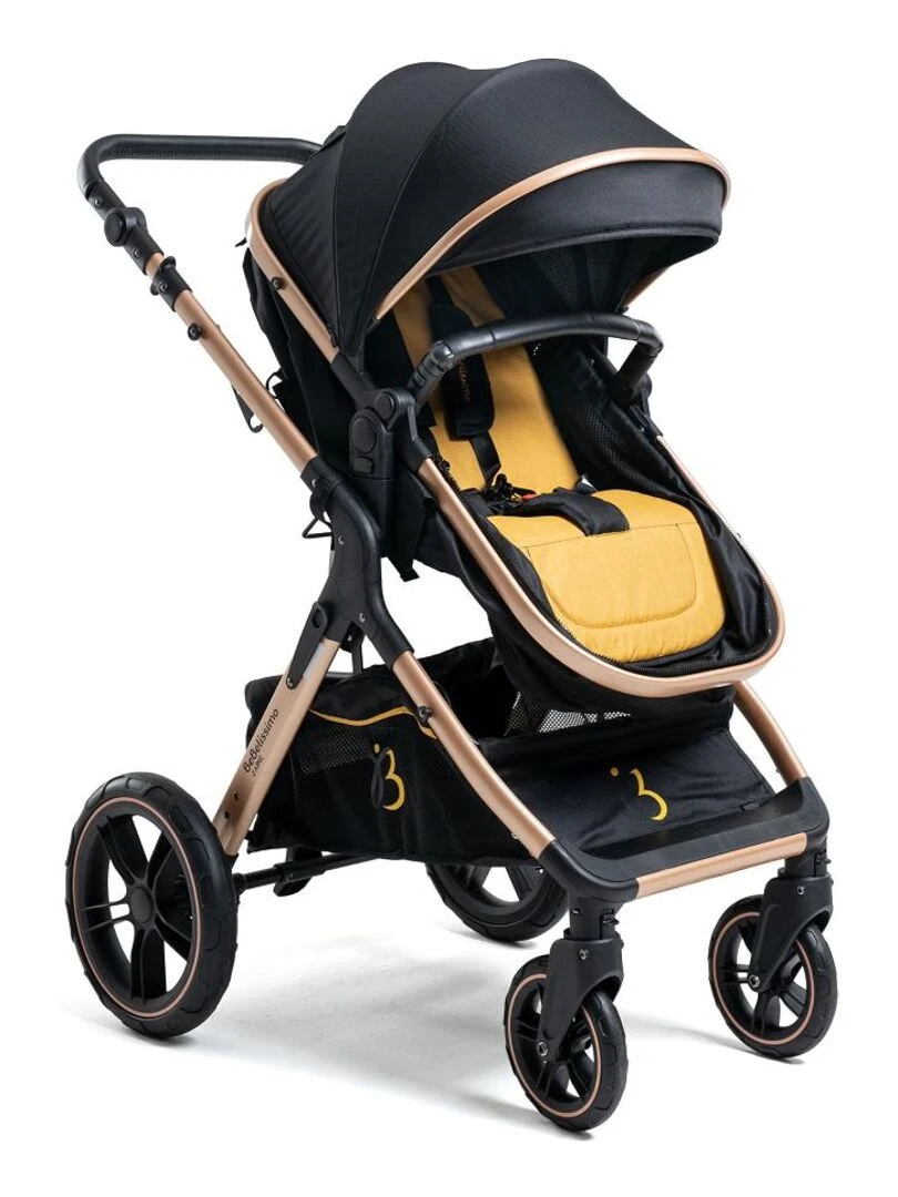 Bebelissimo   Poussette transformable   combinée   convertible   2 en 1   poids 0 22kg   NYA   gold   Noir