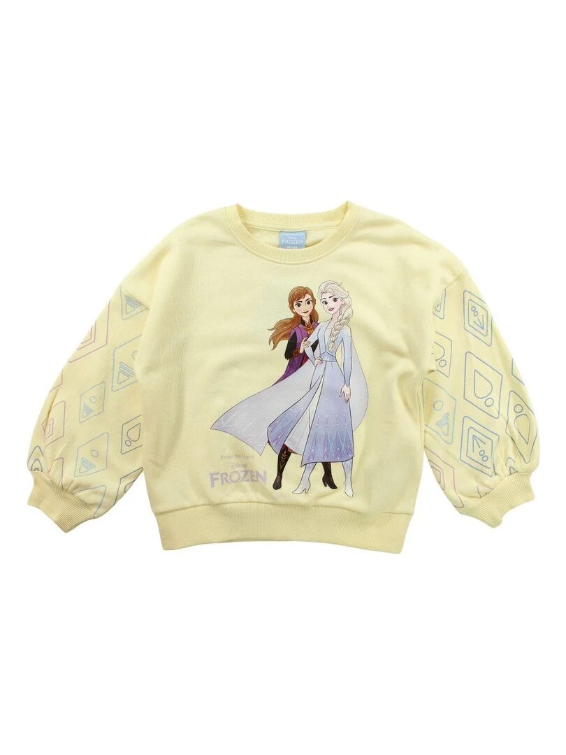 Disney Sweat fille imprimé La Reine Des Neiges en coton Jaune