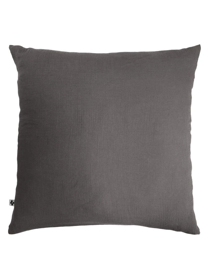 Taie d'oreiller Double Gaze Coton Collection Gaia gris anthracite