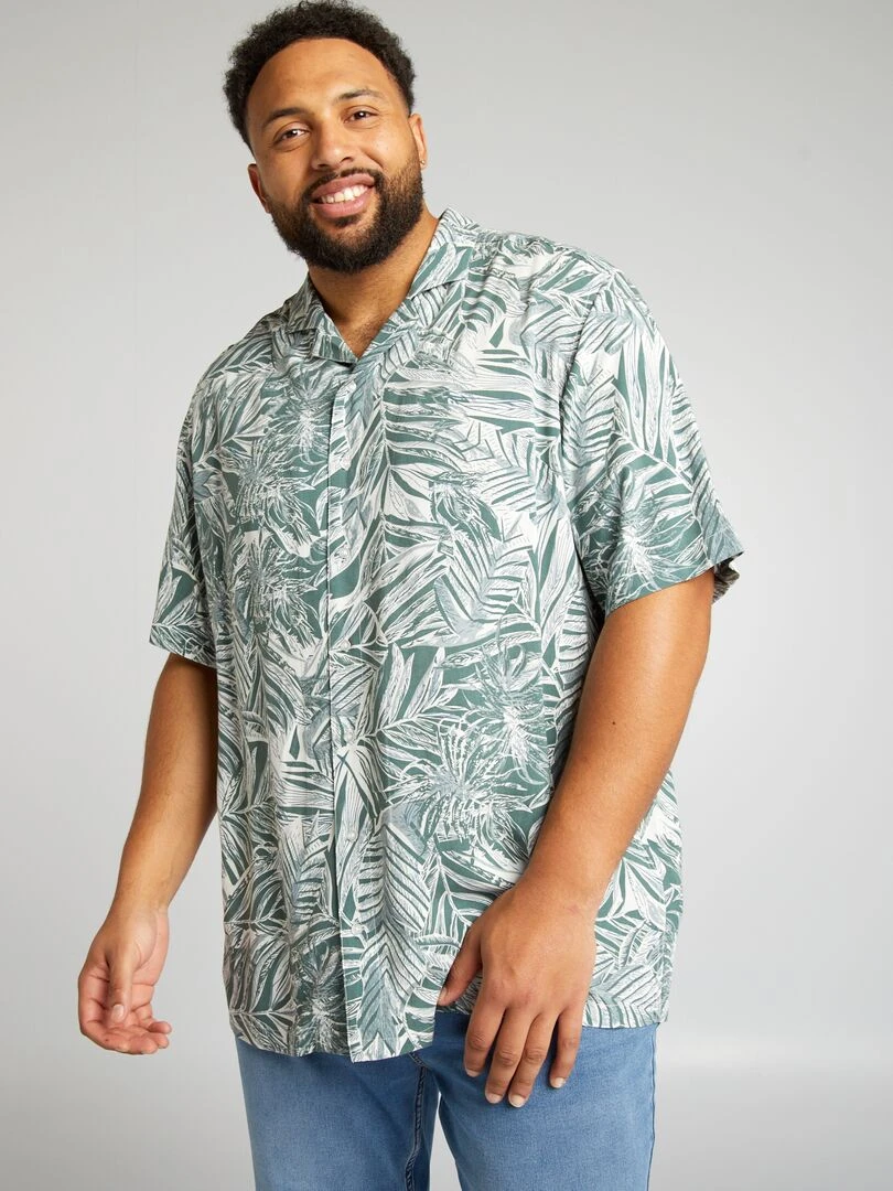 Chemise fluide à col pyjama Vert