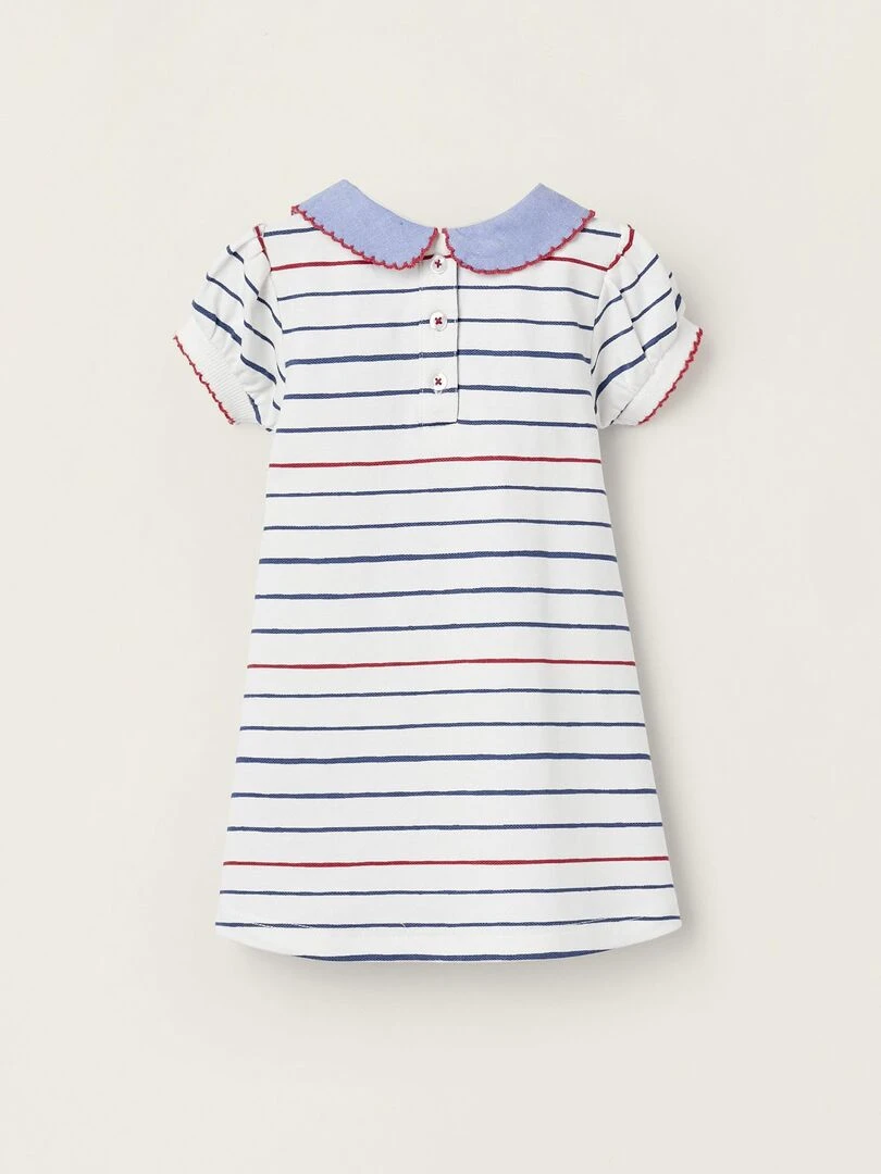 Robe à Rayures pour Nouveau Né manches courtes ATLANTIC COMPANY Blanc