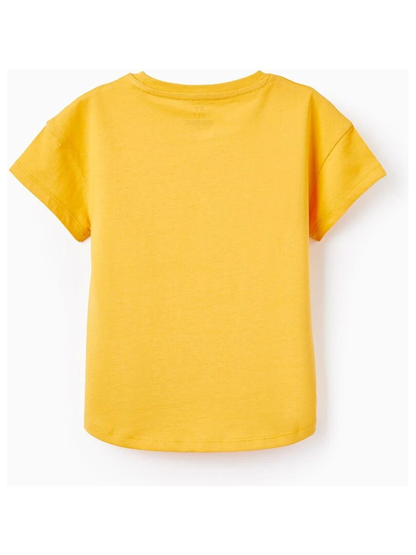 T shirt en Coton pour Fille 'Cuba Vibes' manches courtes Jaune