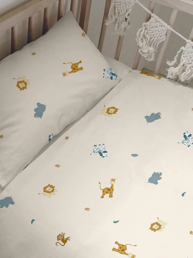 Parure housse de couette 2 pièces Animals "Happyfriday" Blanc