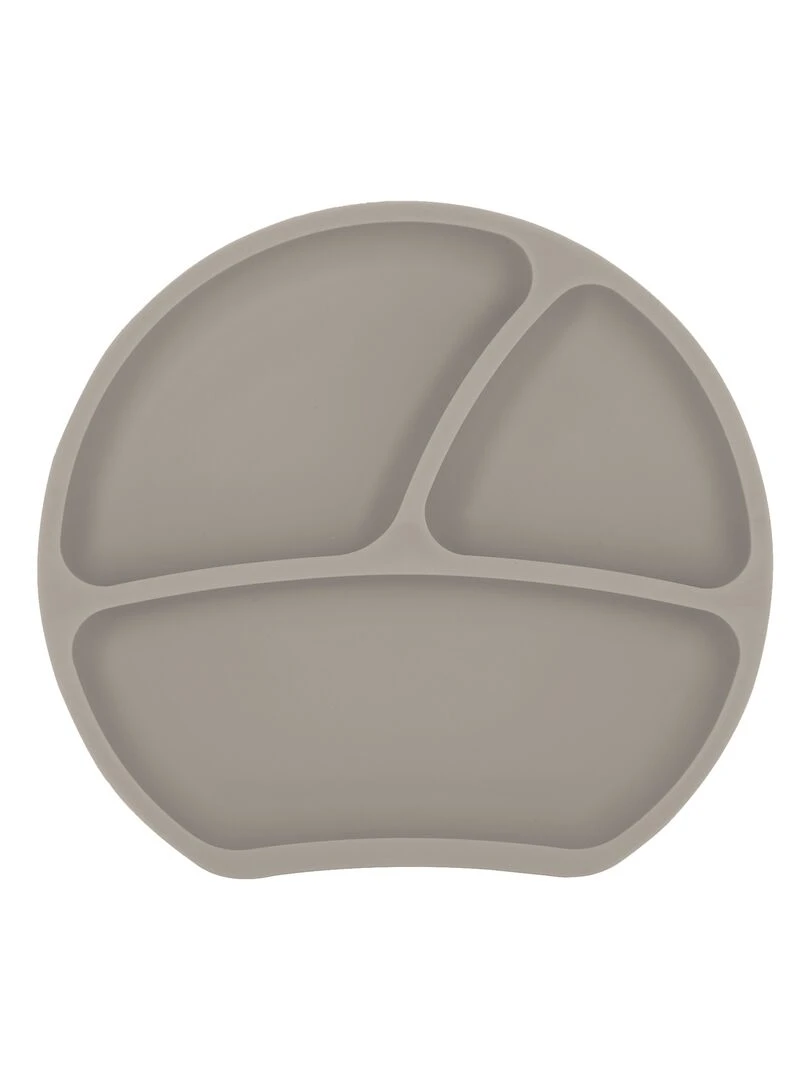 Assiette ventouse en silicone Beige gris