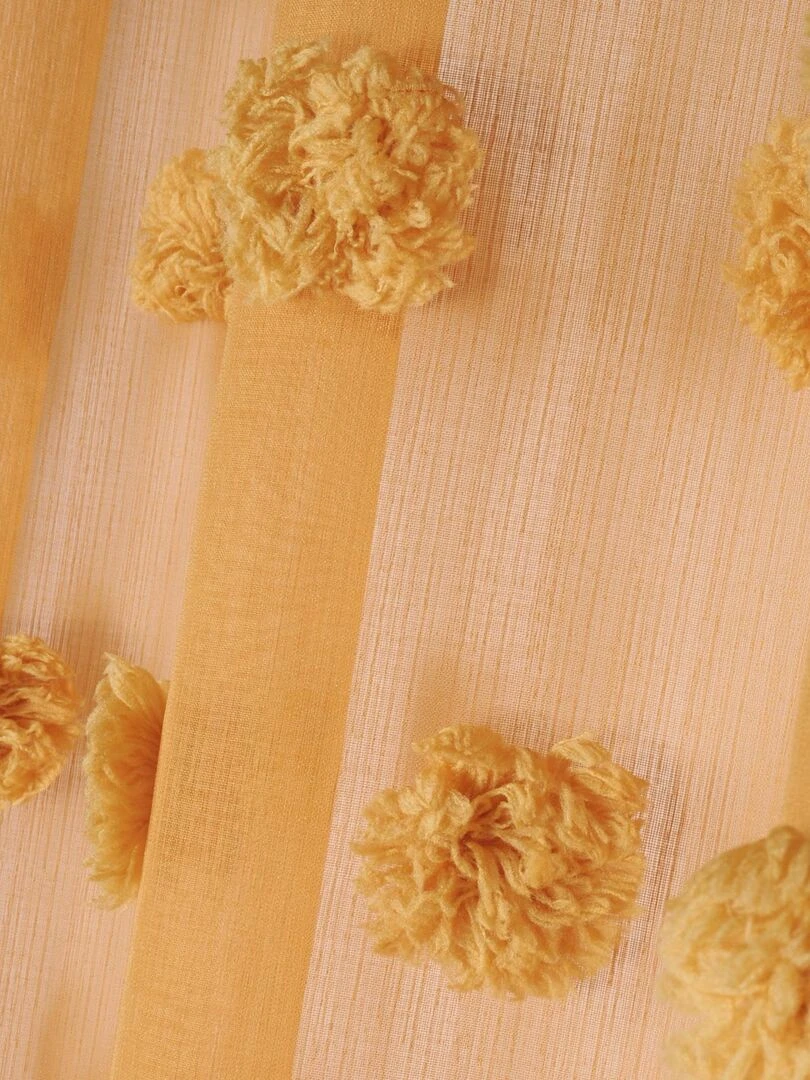 Voilage fantaisie à pompons   Jaune moutarde