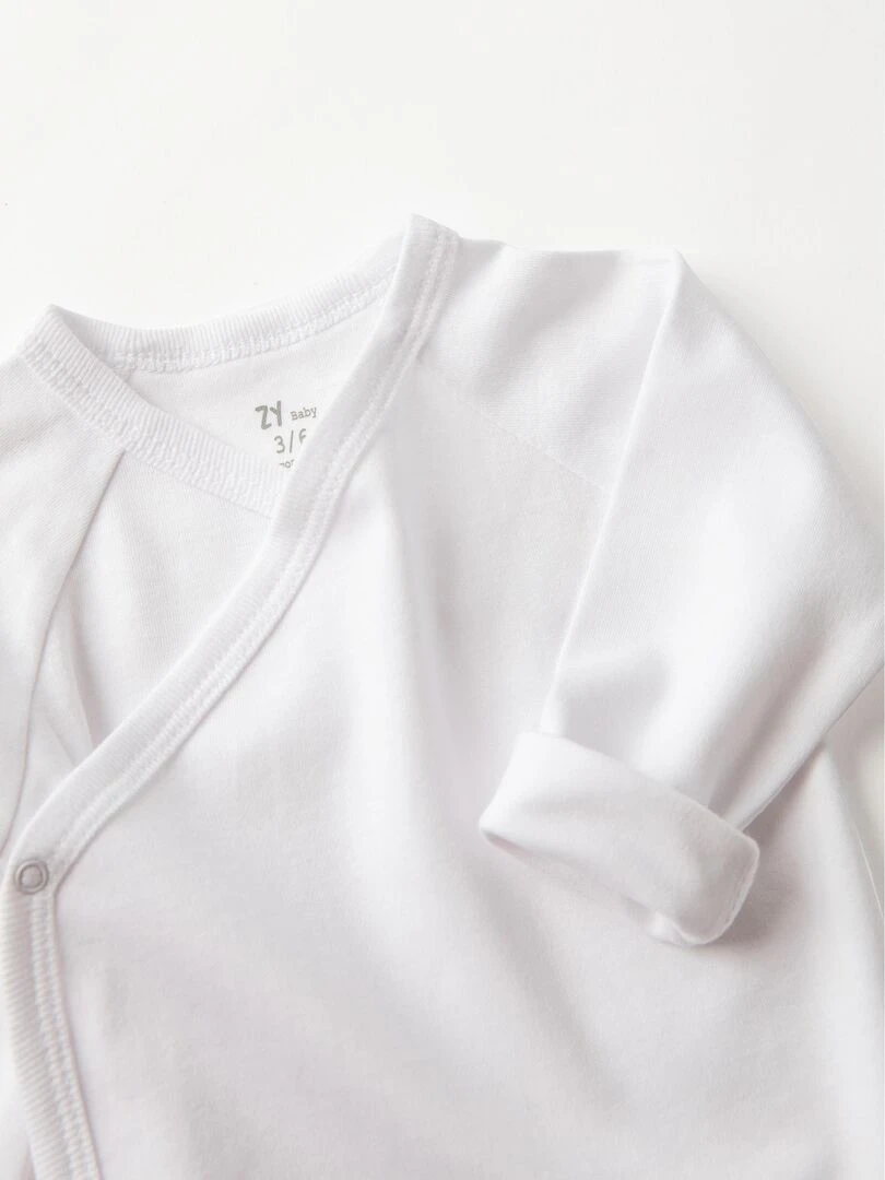 4 Bodies Croisés en Coton Bébé manches longues ESSENTIALS LINE   Blanc