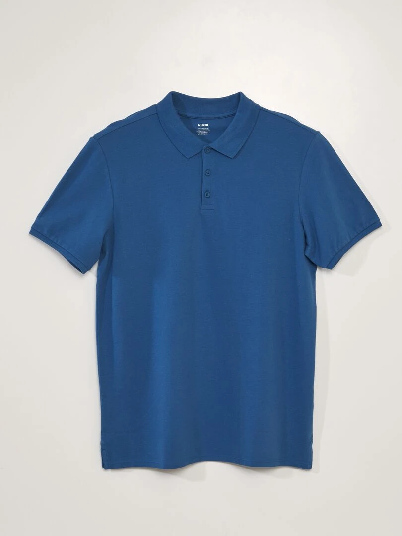Polo en piqué de coton Bleu