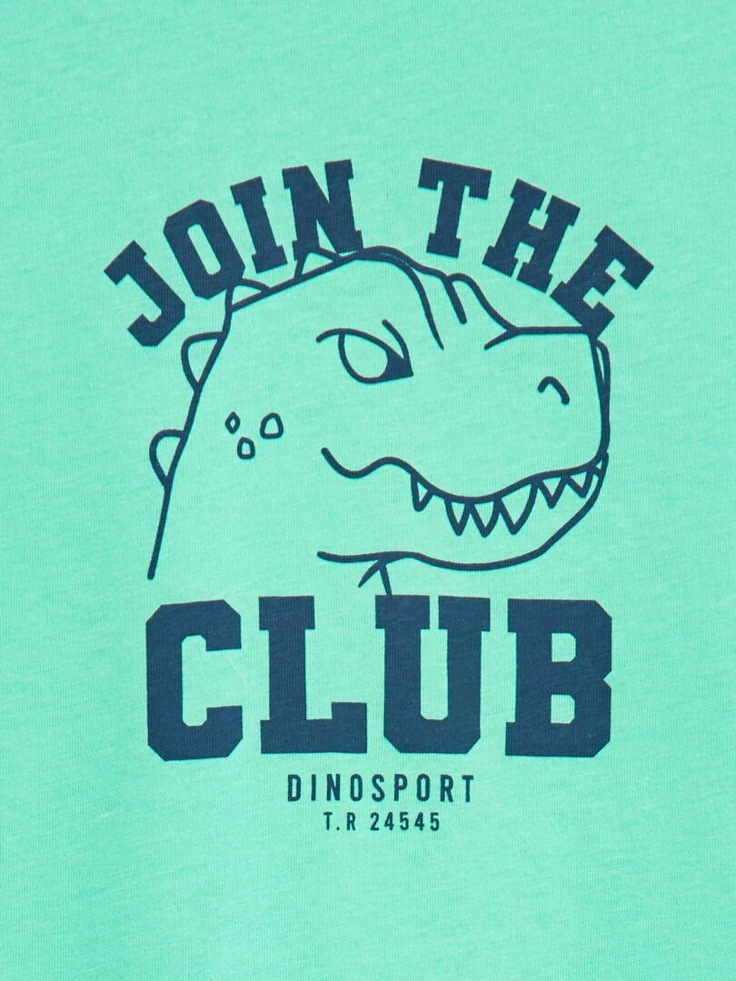 T shirt à col rond en coton Vert 'dino'