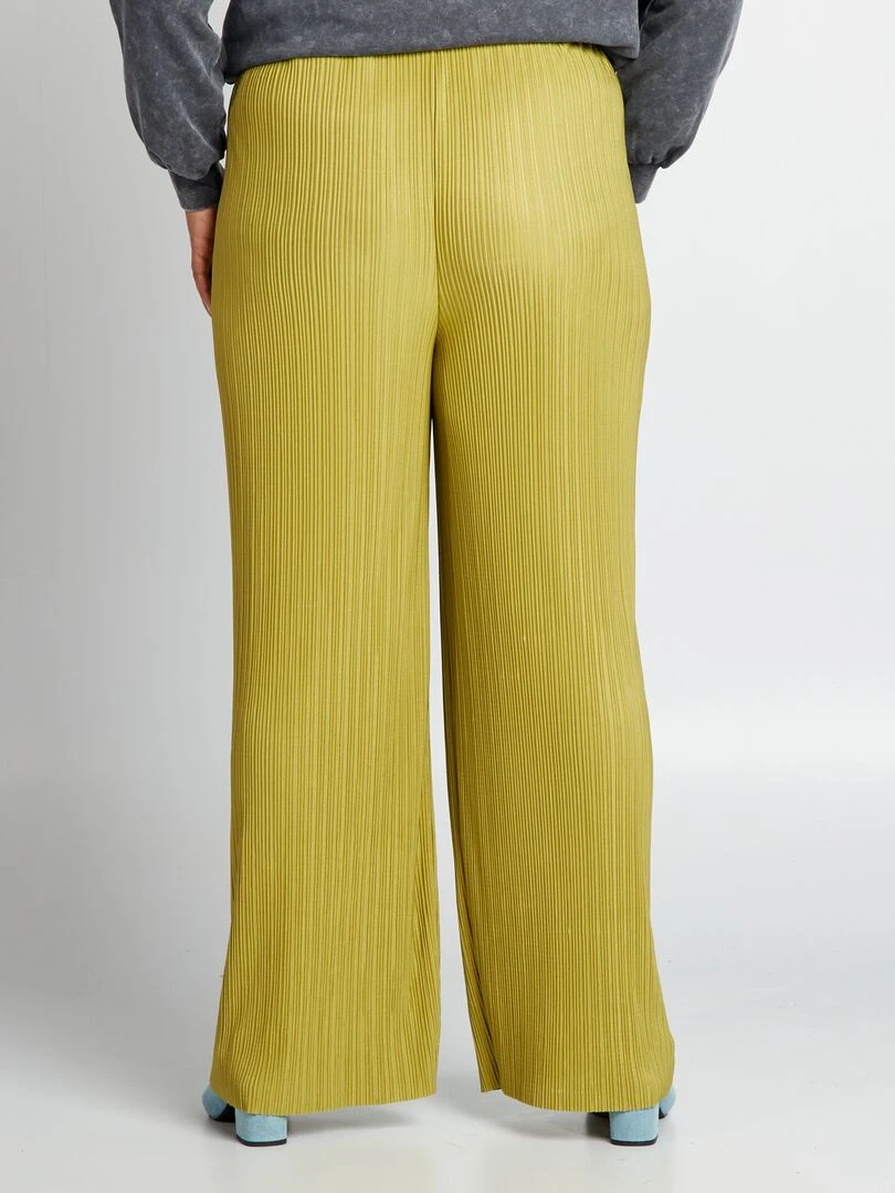 Pantalon large en maille plissée   Kaki