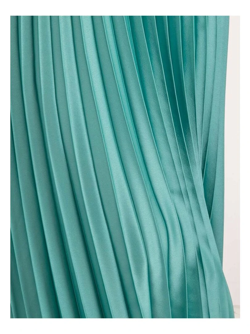 Jupe longue satin plissée XYMMA   Vert d'eau