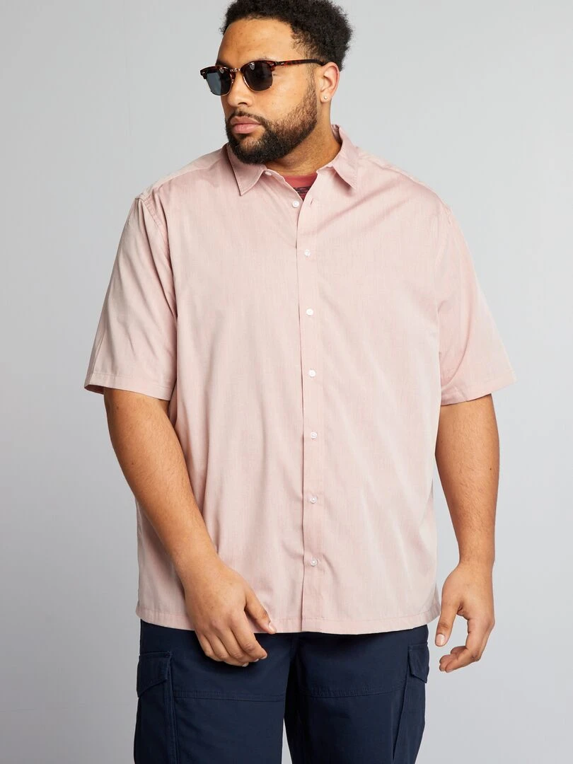 Chemise en popeline manches courtes   Rose