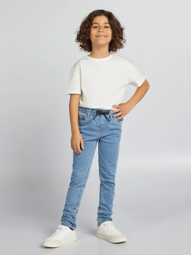Jean à taille élastiquée avec cordons Double stone