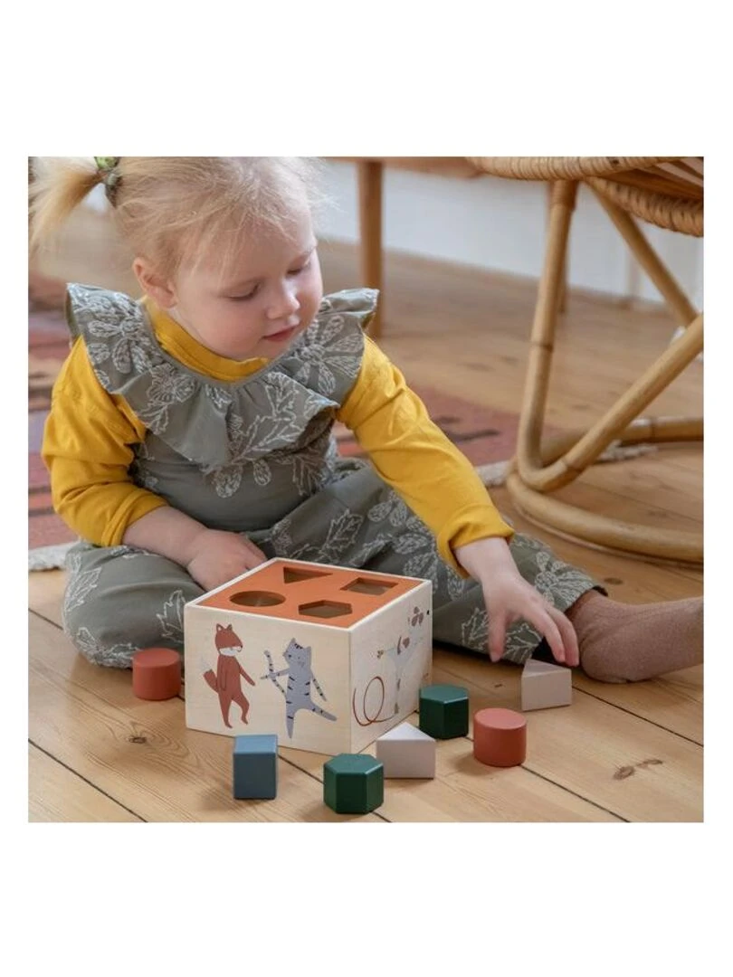 Cube à formes en bois Animaux Sebra Multicolore
