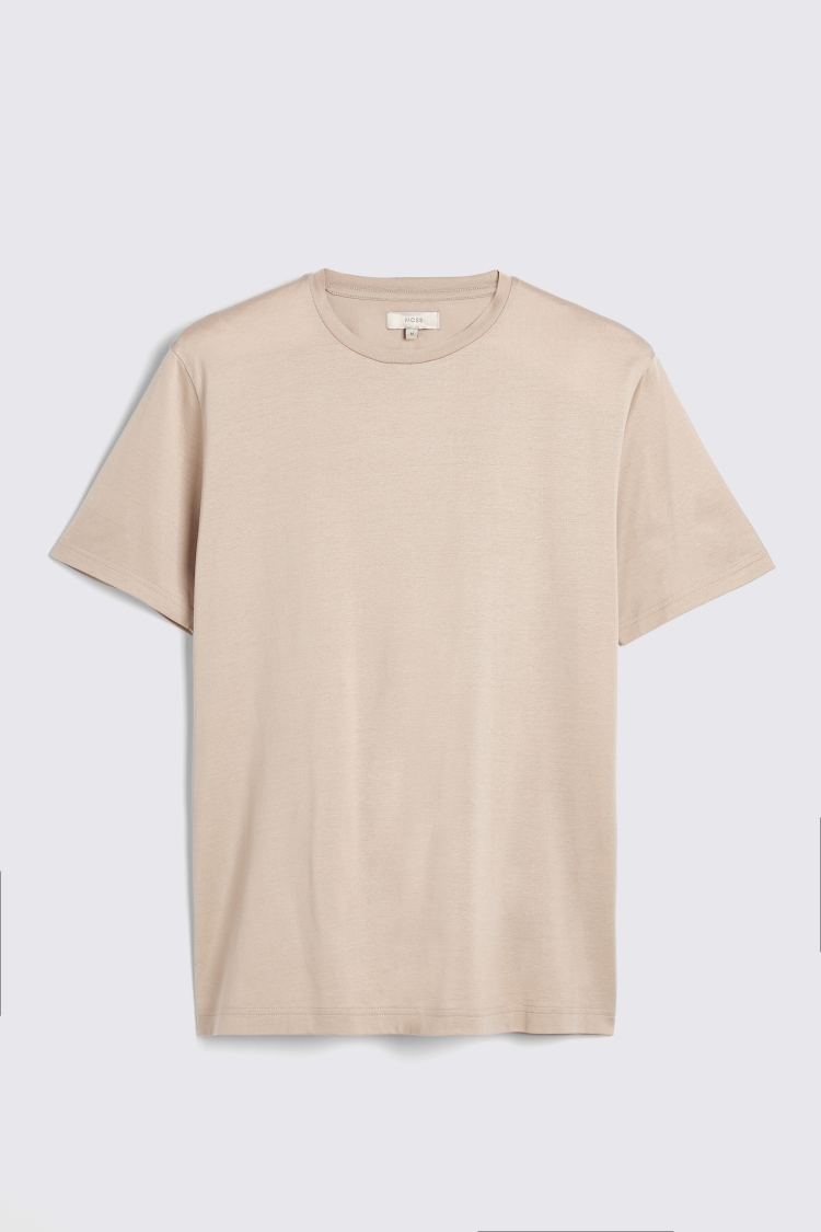 Latte Mercerised Crew Neck T-Shirt   Buy Online at Moss