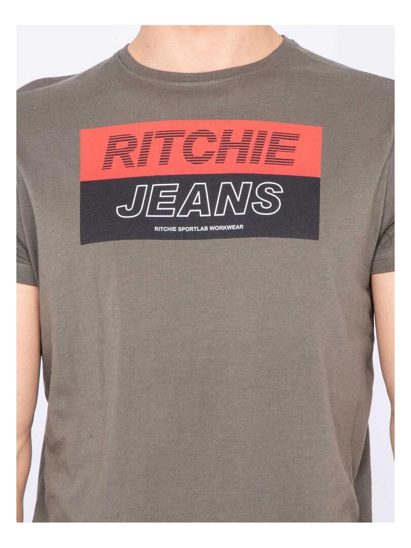 T shirt col rond pur coton JADAMIX   Kaki