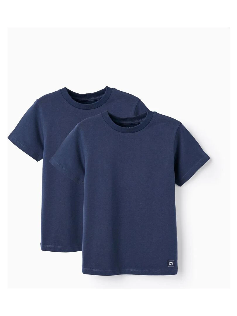 Pack 2 T shirts à manches courtes pour garçon manches courtes Bleu foncé