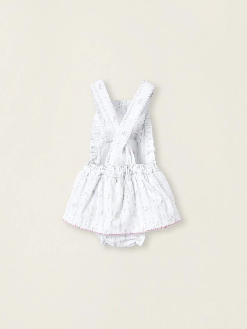 Robe Salopette Avec Bloomer Pour Nouveau Née ATLANTIC COMPANY Blanc