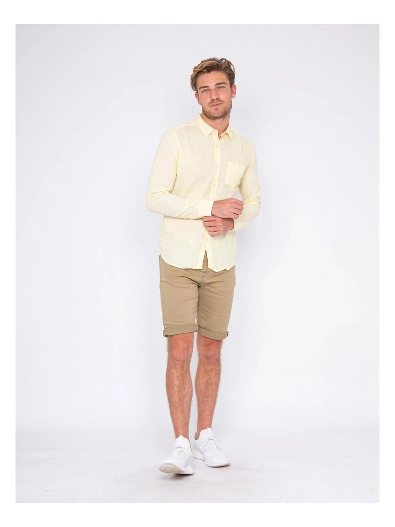 Chemise manches longues lin et coton DALICOT   Jaune