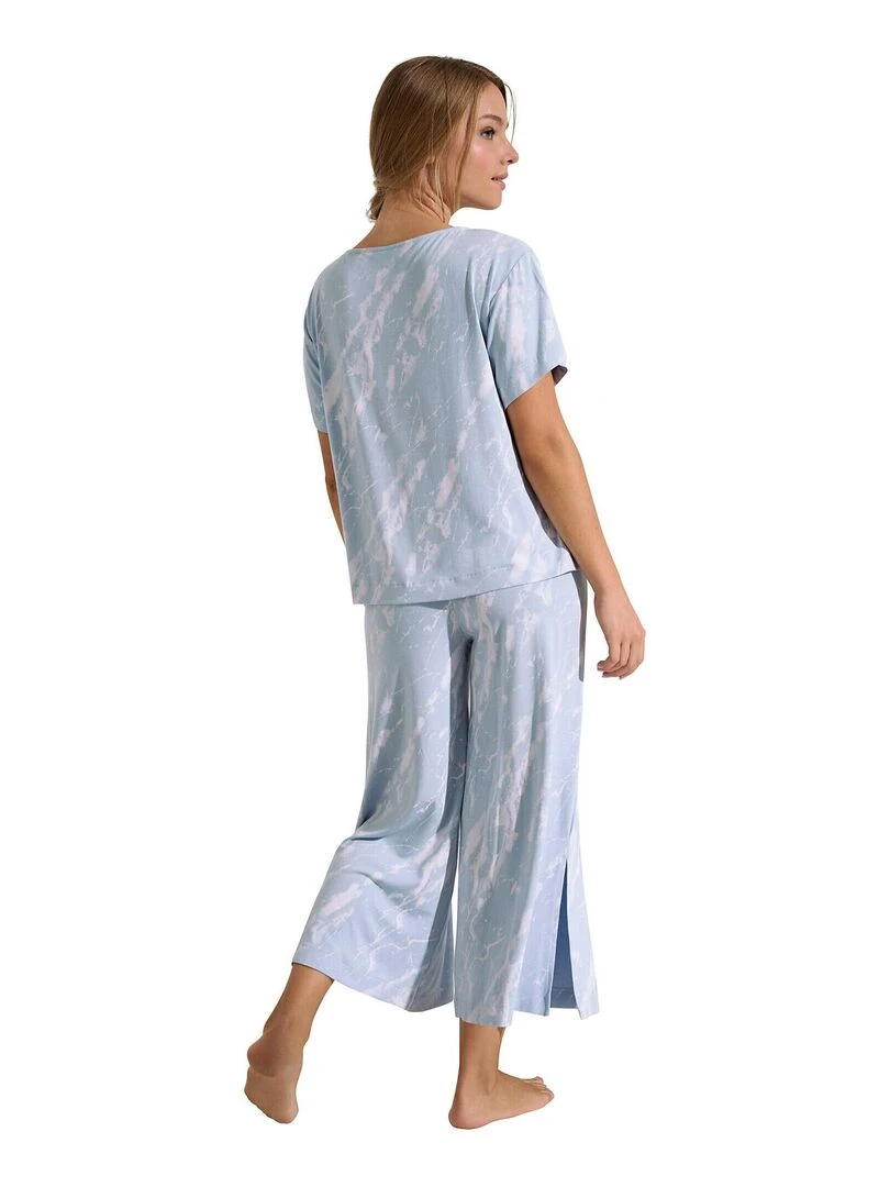 Pyjama pantacourt t shirt manches courtes Naomi Bleu ciel
