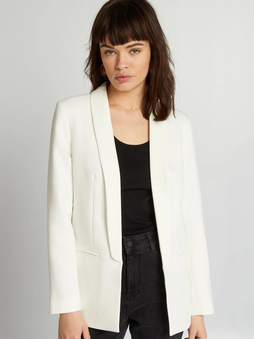 Veste blazer mi longue   blanc
