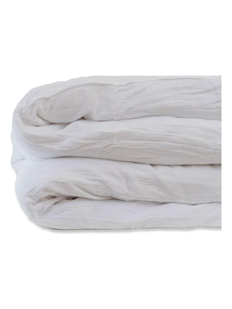 Housse de Couette en Coton Bio Blanc Blanc