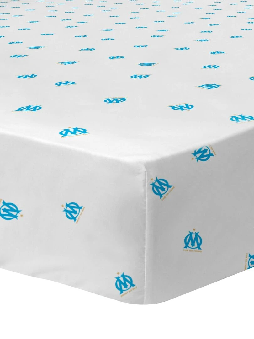 Drap housse imprimé 100% coton OM VOILURE Blanc