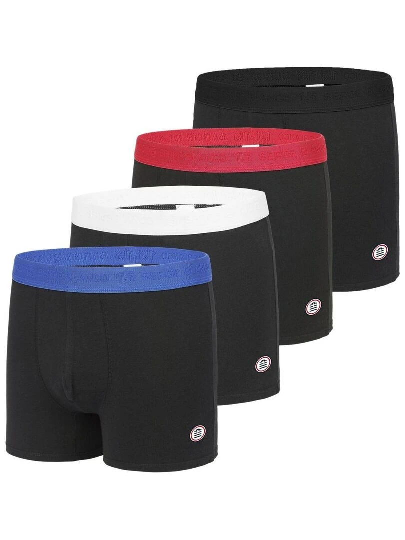 Lot de 4 Boxers Serge Blanco coton homme Hype Serge Blanco Noir