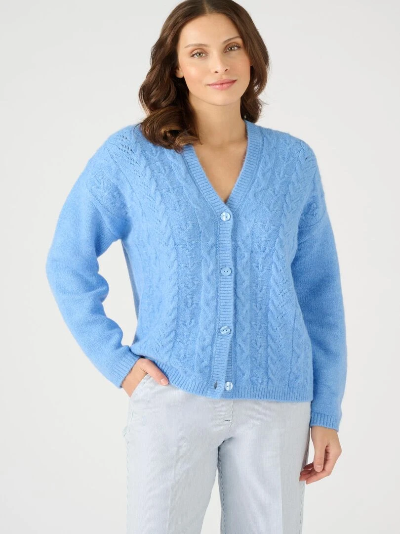 Gilet jeu de maille fantaisie Thermolactyl Damart Bleu