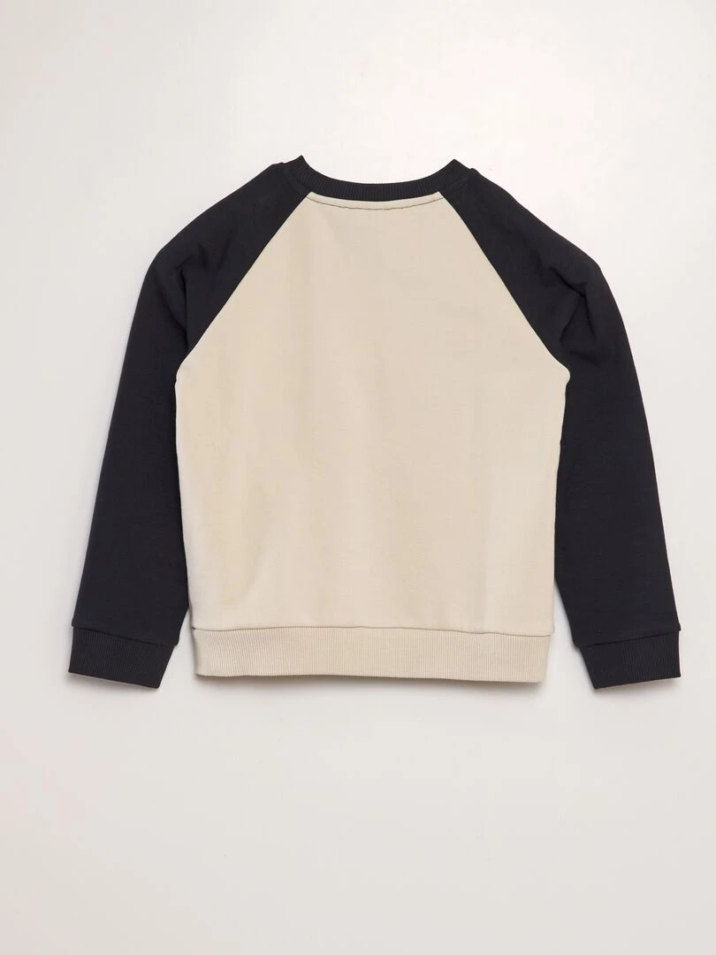 Sweat color bloc en molleton léger Beige/noir