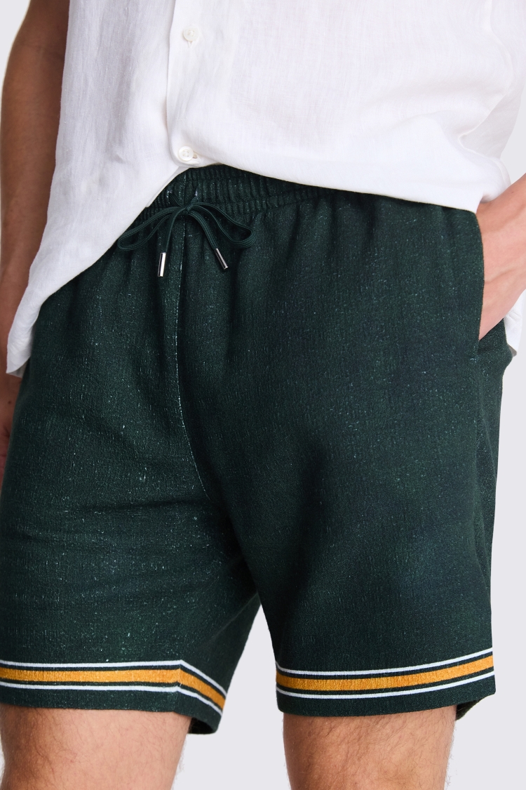 Off white and Green Border Print Shorts   Buy Online at Moss