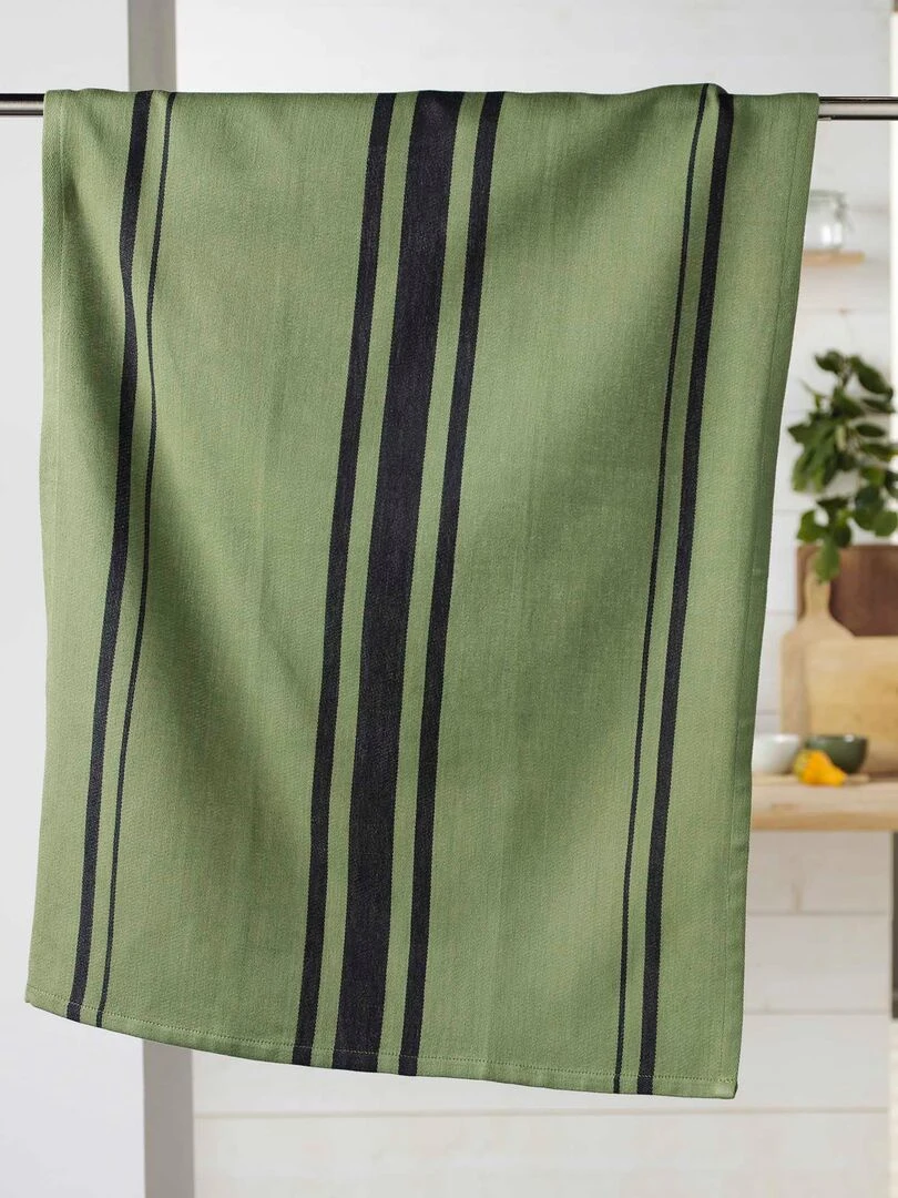 Torchon coton tissé Collection Gastronomie Vert émeraude