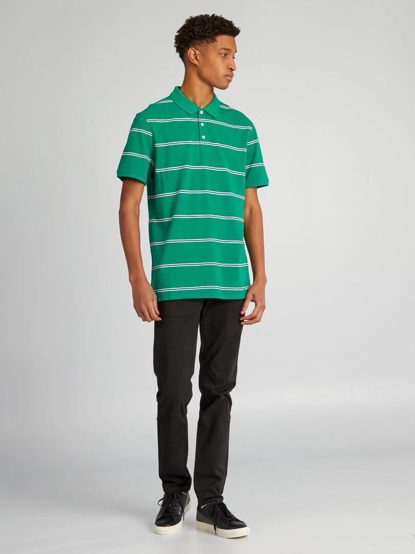 Polo en piqué de coton à rayures + d'1m90   Vert