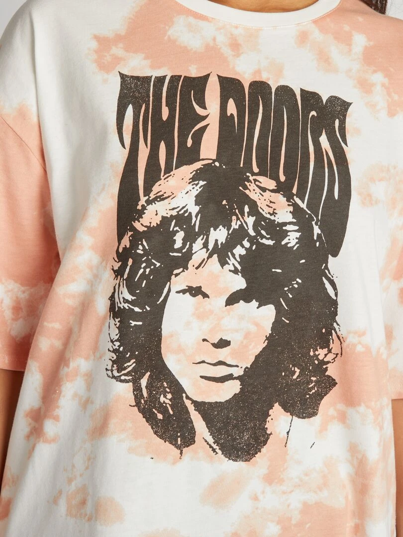 T shirt effet tie and dye 'The Doors'   Rose