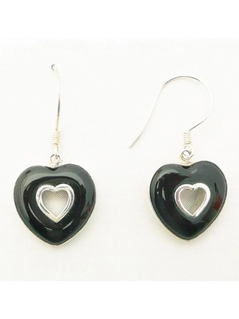 Boucles d'oreille en agate Bijoucolor Noir
