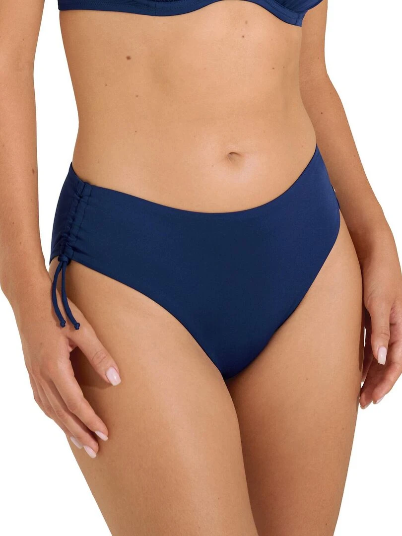 Bas maillot slip de bain taille haute côtés réglables Palma Bleu marine