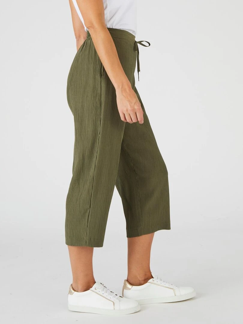 Pantacourt crépon léger   Damart   Kaki