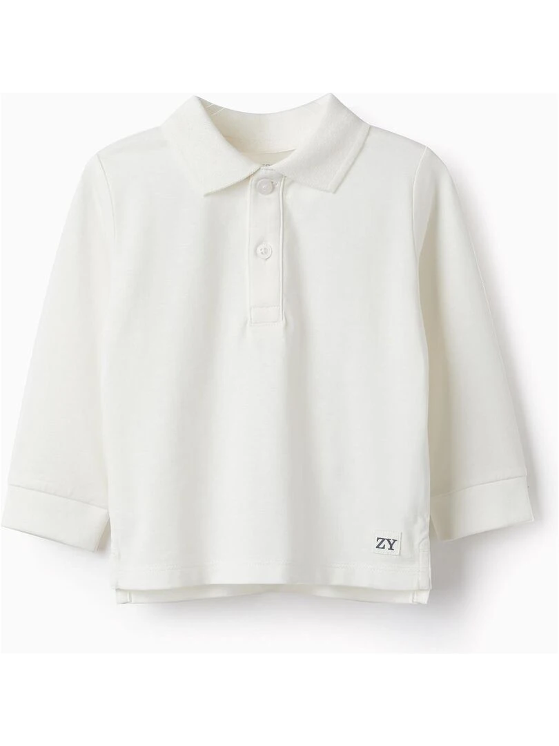 Polo à manches longues en coton pour bébé garçon manches longues ROYALS OFF DUTY Blanc