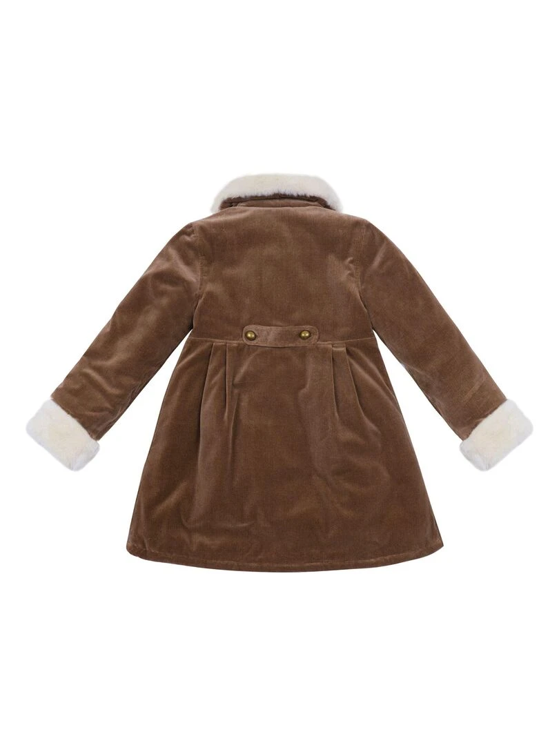 Manteau Long   Velours Beige Fausse Fourrure  ANOUSHKA   'LA FAUTE A VOLTAIRE'   Beige