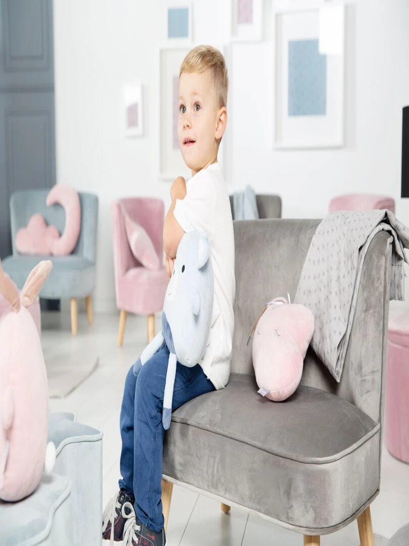 ROBA Canapé Enfant en Velours "Lil Sofa" Scandinave   2 Places   Feuteuil Rétro Confortable   Gris   Gris
