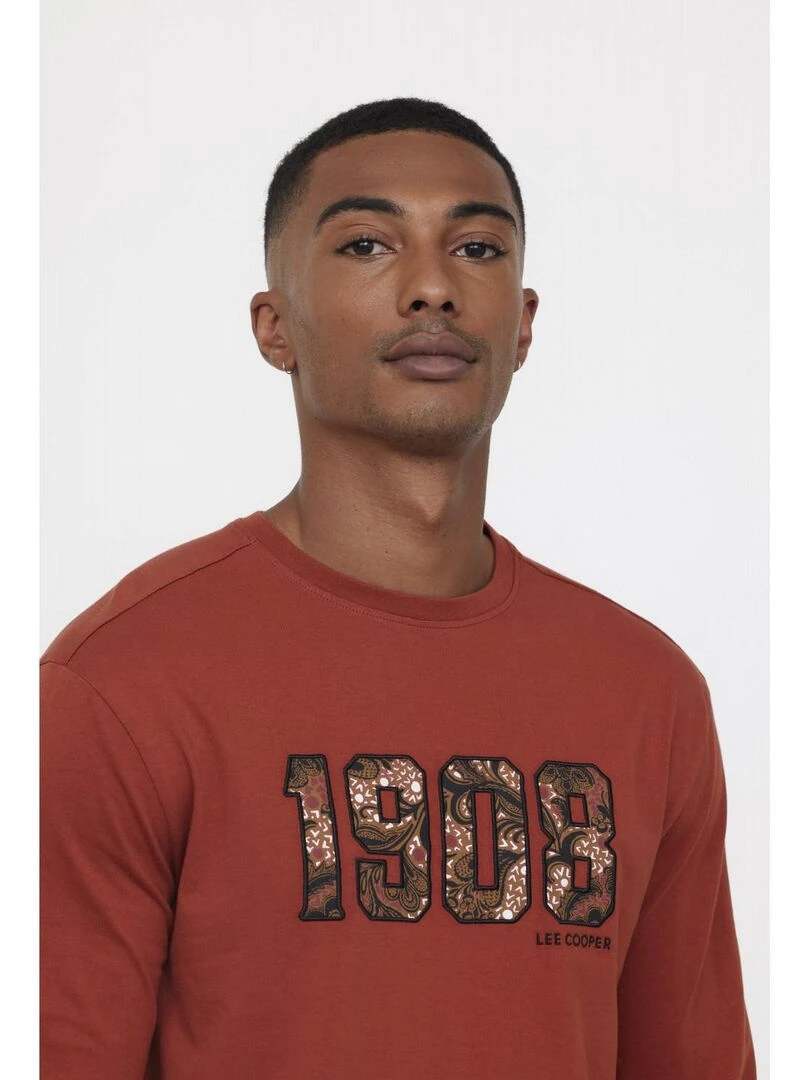 Lee Cooper   T Shirt manches longues coton regular ACACH   Orange