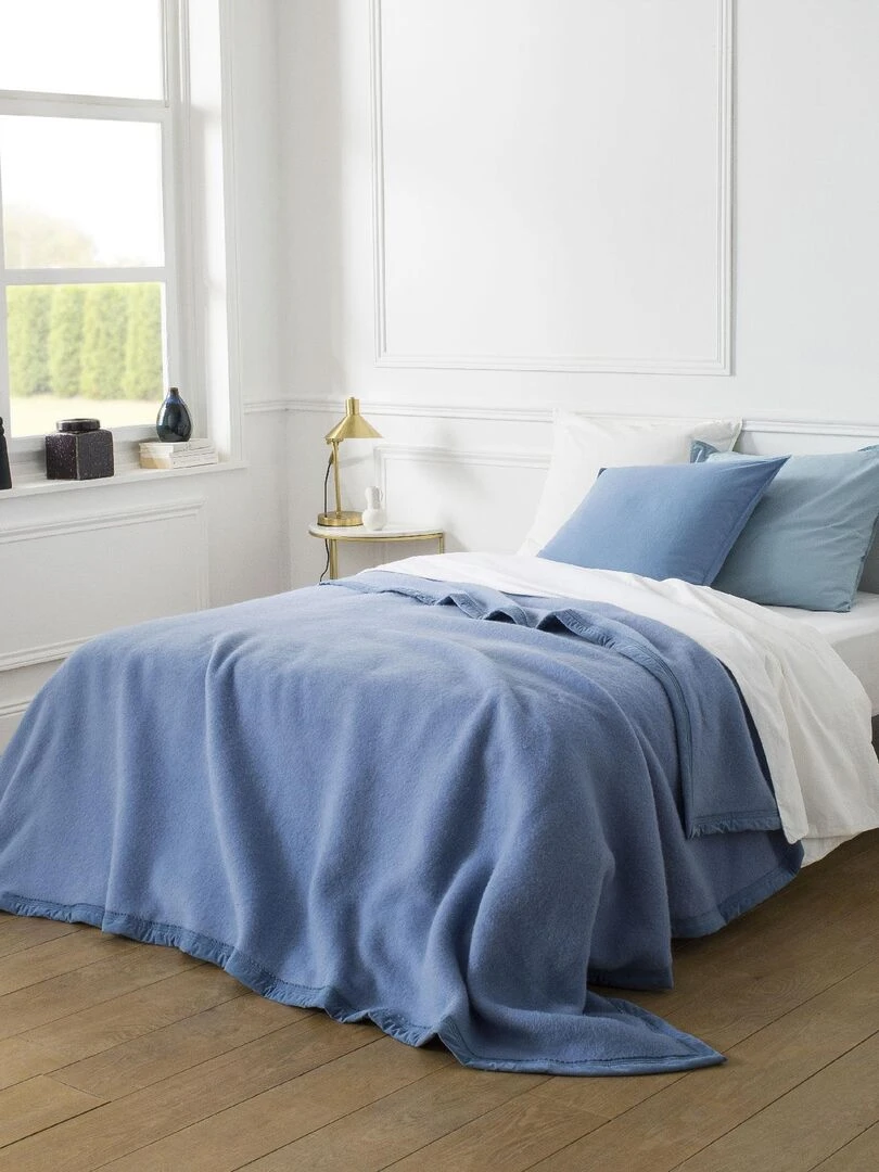 Couverture en 100% Merinos Bleu azur
