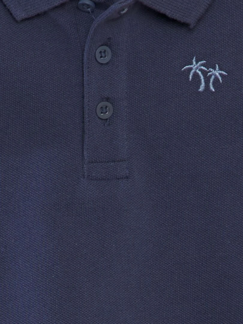Polo en piqué de coton 'palmier' Bleu marine