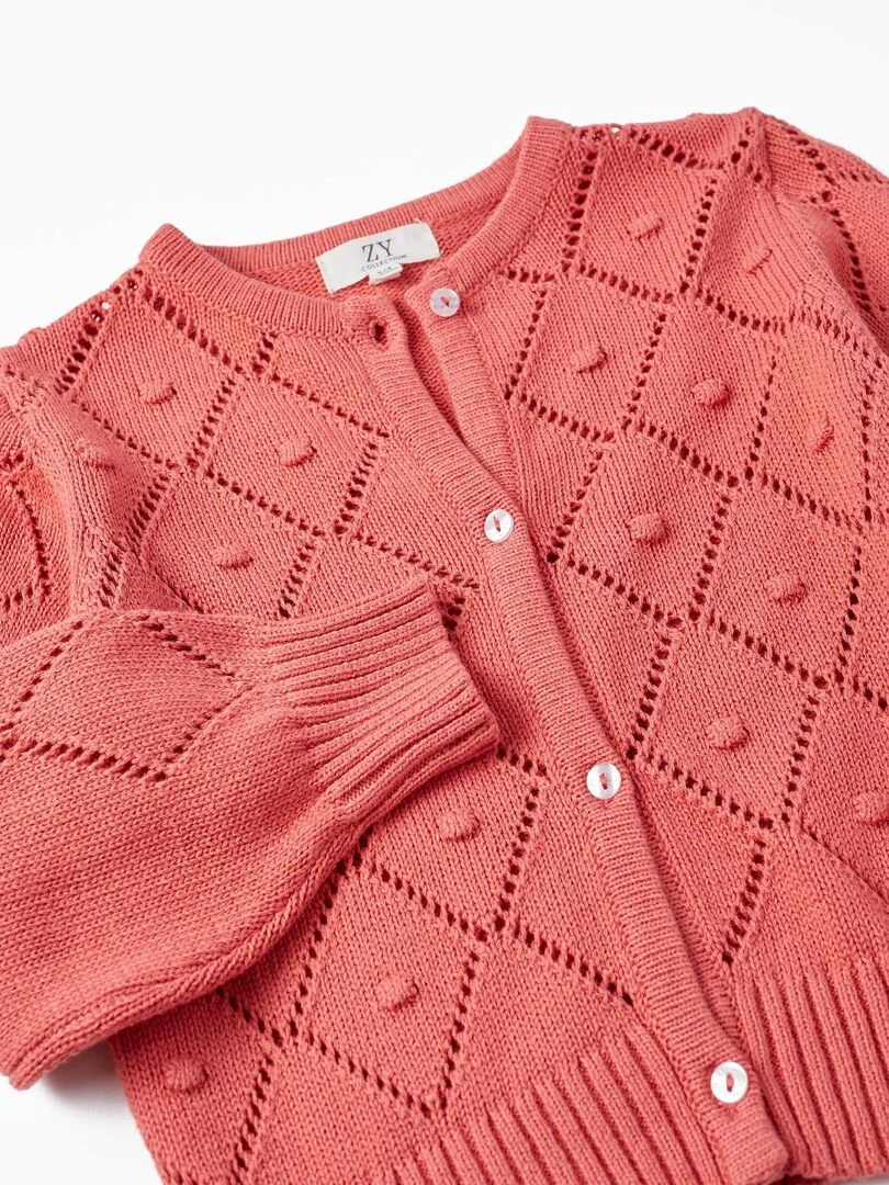 Gilet en Maille de Coton pour Fille  ATLANTIC COMPANY   Rose