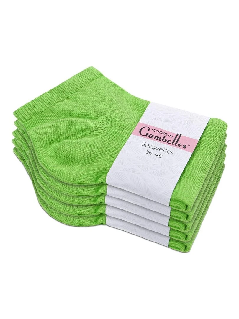 Socquettes Coton Prémium Lot 5 Paires Fabrication UE Vert jade