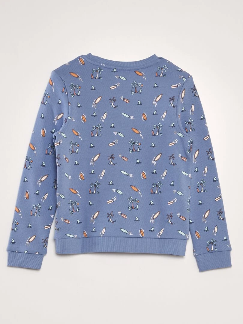 Sweat imprimé en french terry Bleu gris