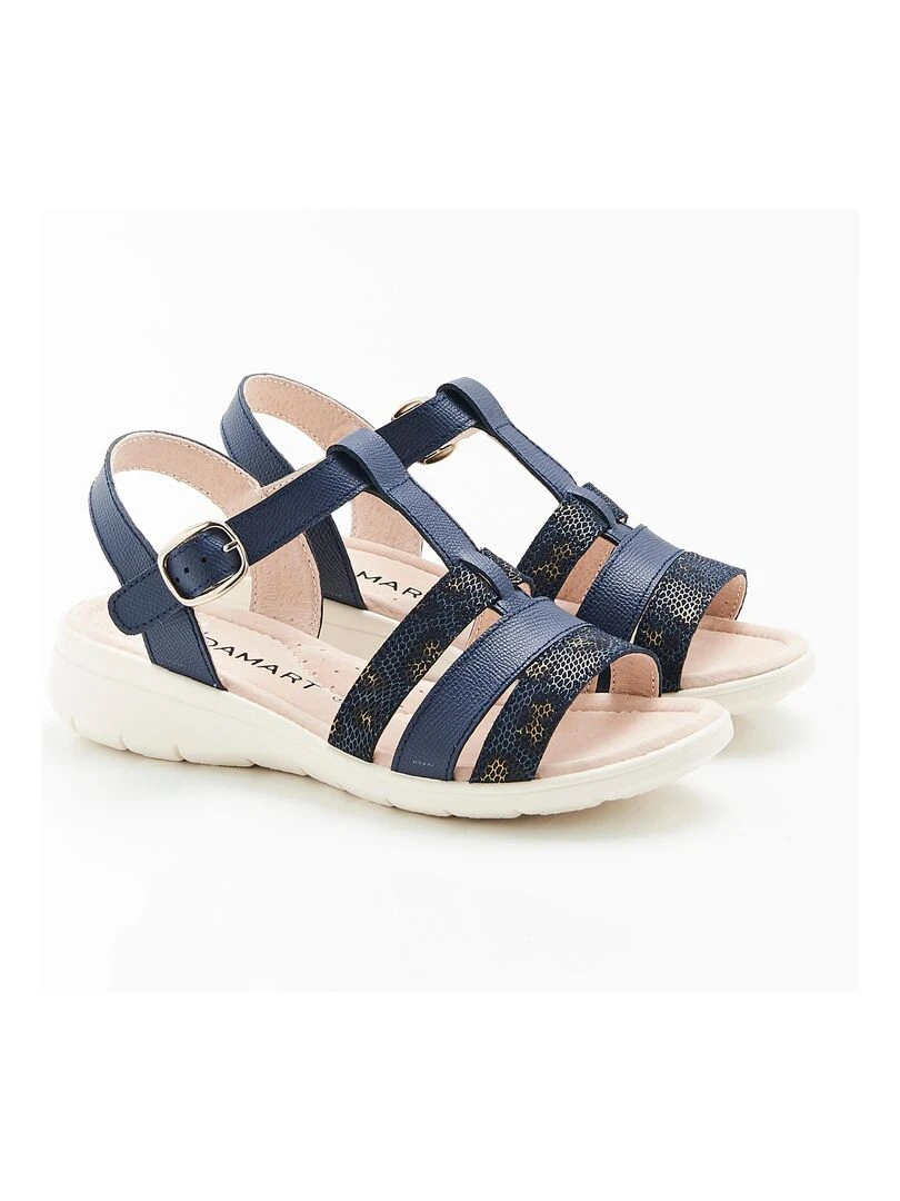 Sandales compensées à brides fantaisie Damart Bleu marine