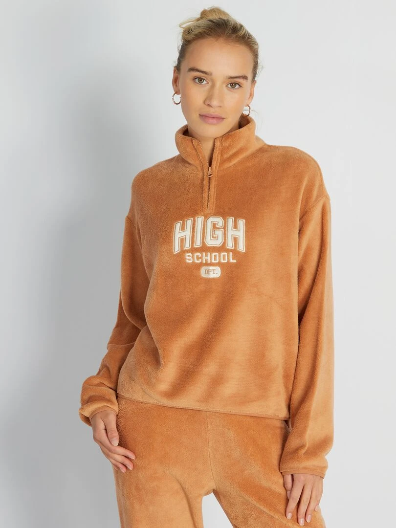 Sweat pyjama en polaire   Marron
