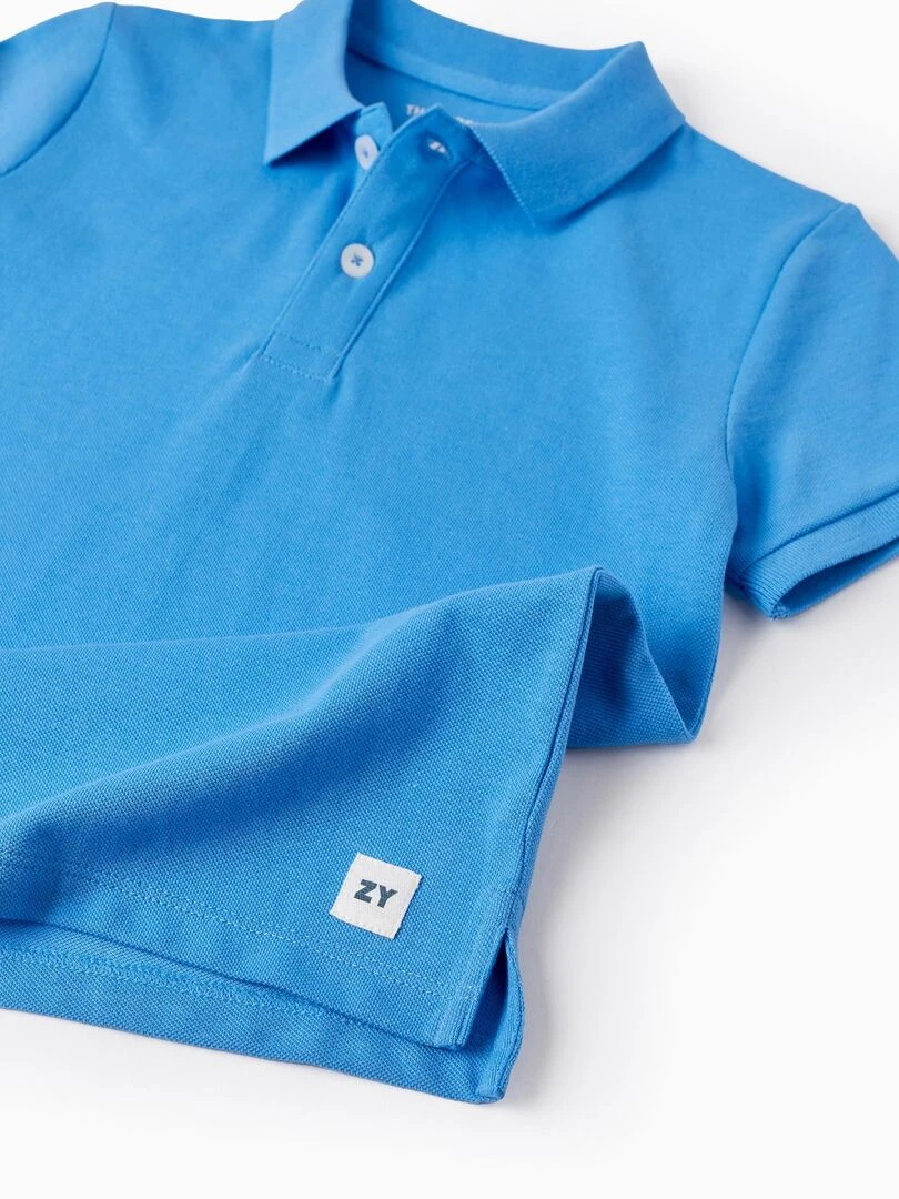 Polo en Piqué de Coton pour Garçon manches courtes   Bleu